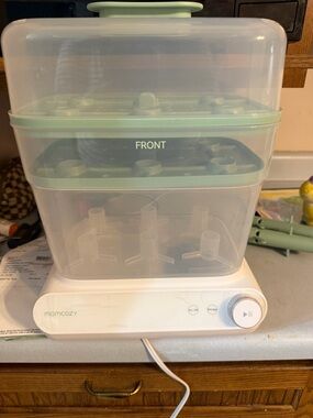 Momcozy Electric Bottle Sterilizer & Dryer - Mint/White